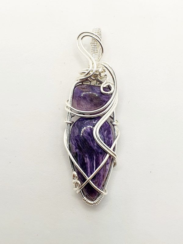Charoite double stone pendant - Image 2