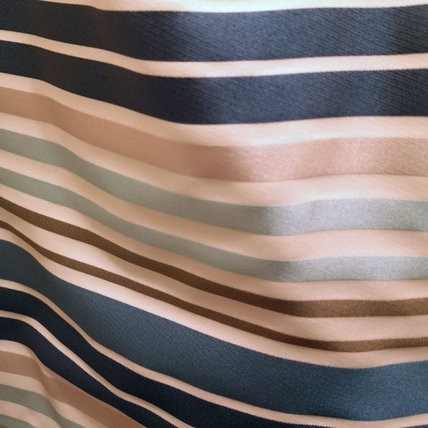 Handmade and Upcycled Double-sided Tote Bag - Brown and Teal Foliage/Striped Print - Image 3