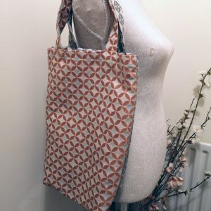 Handmade and Upcycled Double-sided Tote Bag - Diamond and Dots Print