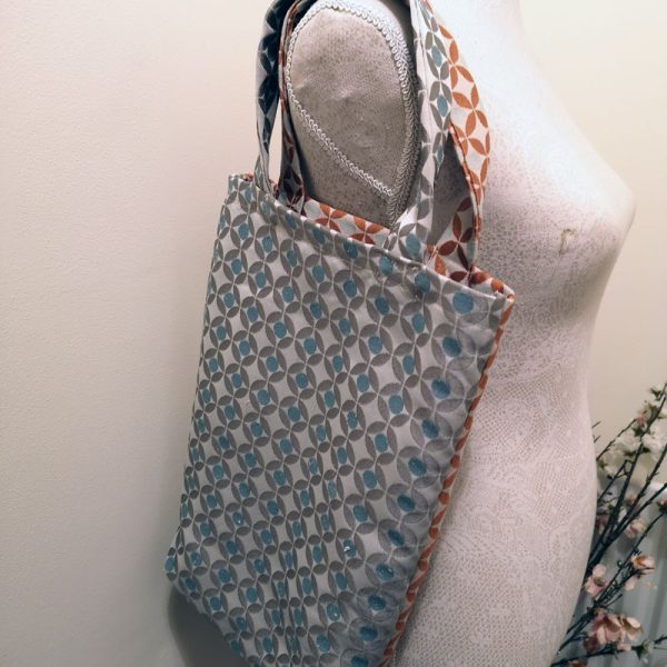 Handmade and Upcycled Double-sided Tote Bag - Diamond and Dots Print - Image 4