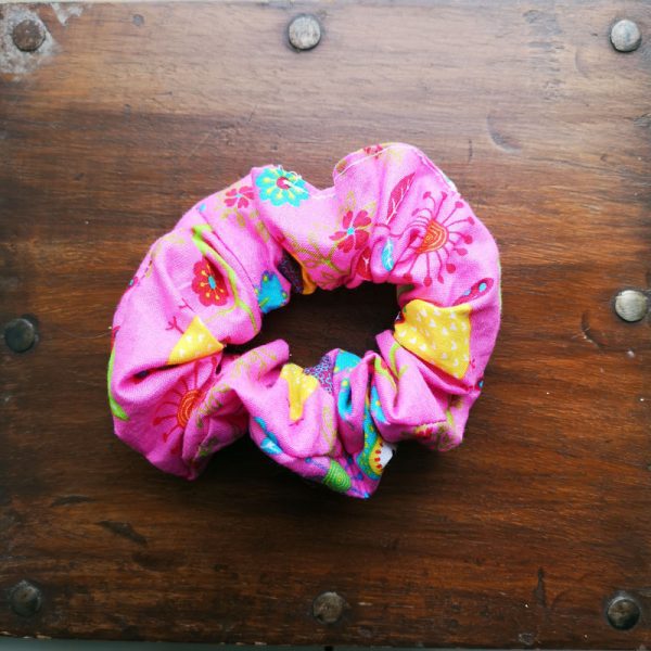 Handmade Pink Owl Scrunchie - 2 1/2" Wide