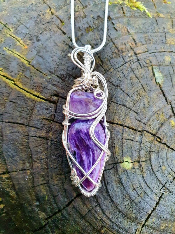 Charoite double stone pendant - Image 7