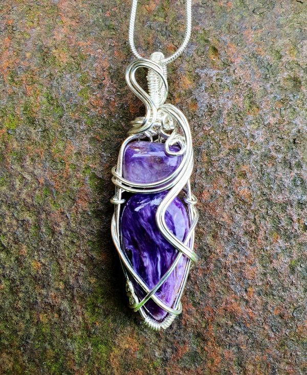 Charoite double stone pendant - Image 6
