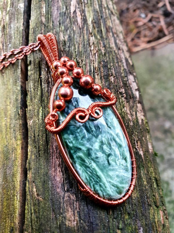 Seraphinite copper pendant