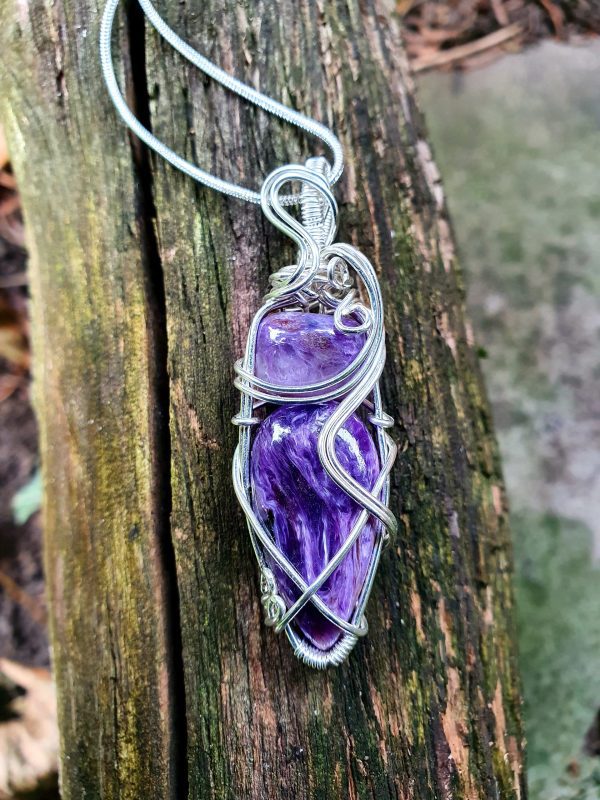 Charoite double stone pendant - Image 5