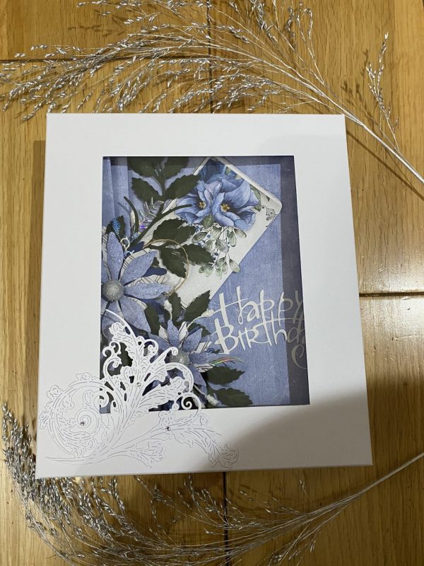 Boxed Birthday Card -Powder blue floral - Image 3