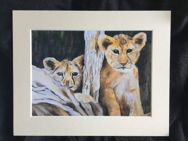 Lion Cubs Artwork Print Medium 8 x 10 - Image 2