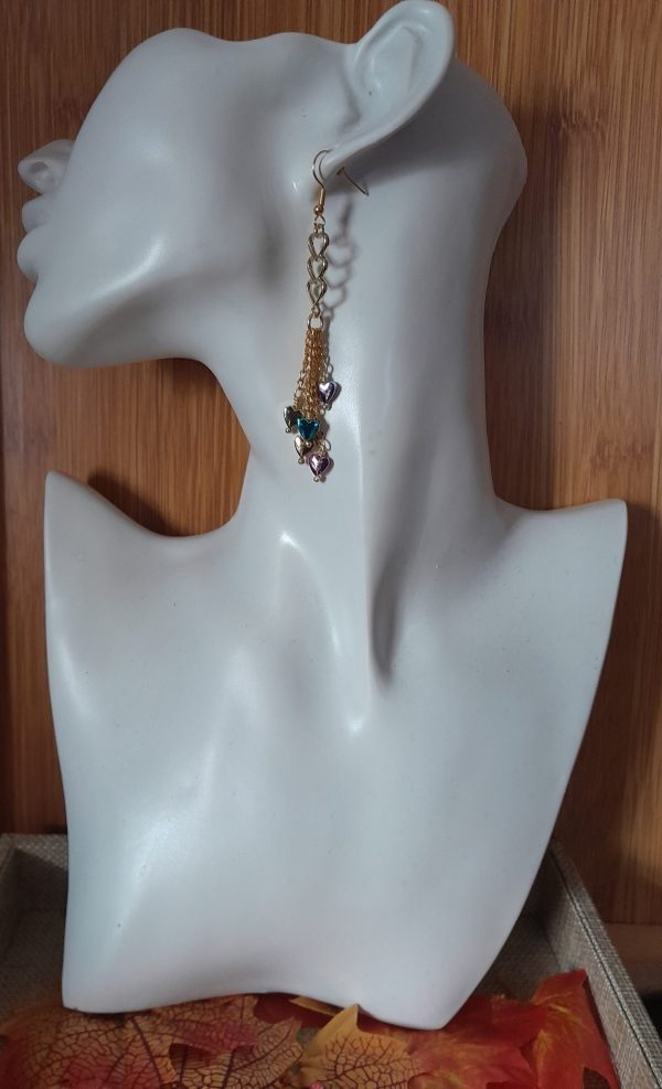 Rainbow Hematite Golden Heart Earrings