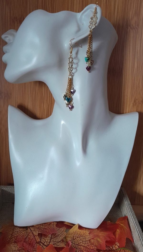 Rainbow Hematite Golden Heart Earrings - Image 2