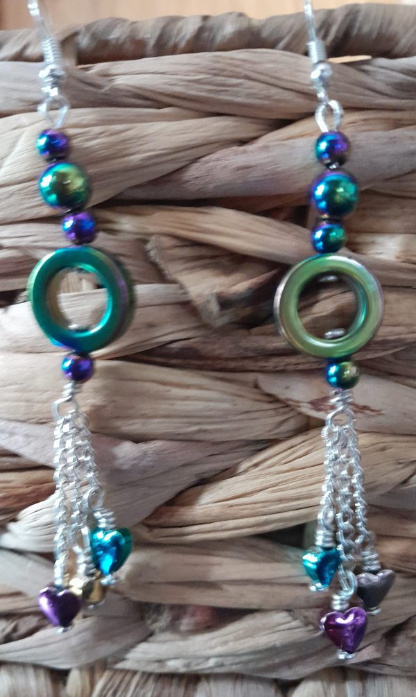 Rainbow Hematite tassel earrings - Image 3