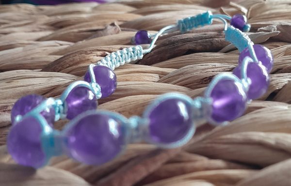 Metal Free Amethyst Shamballa bracelet - Image 2
