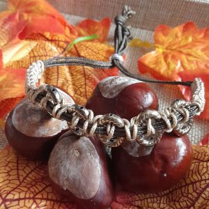 Hematite noughts and crosses slider bracelet
