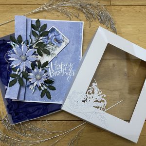 Boxed Birthday Card -Powder blue floral