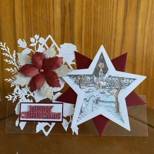 Snowy Scene Star Christmas card on an acetate base