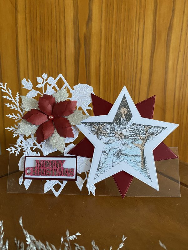 Snowy Scene Star Christmas card on an acetate base