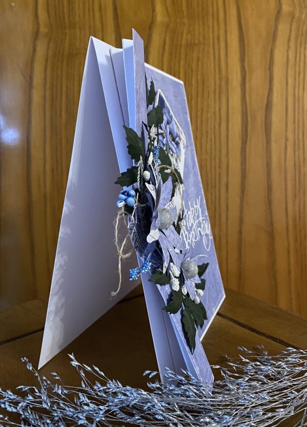 Boxed Birthday Card -Powder blue floral - Image 8