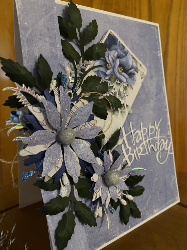 Boxed Birthday Card -Powder blue floral - Image 4