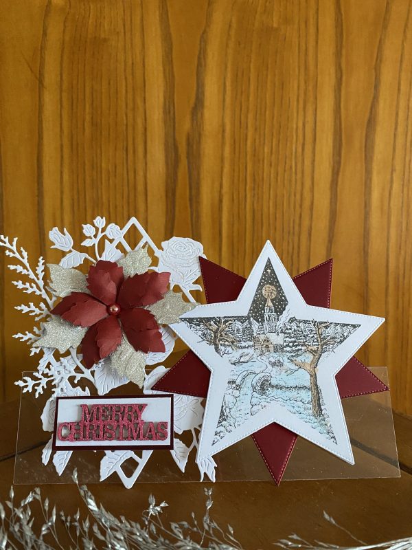 Snowy Scene Star Christmas card on an acetate base - Image 5