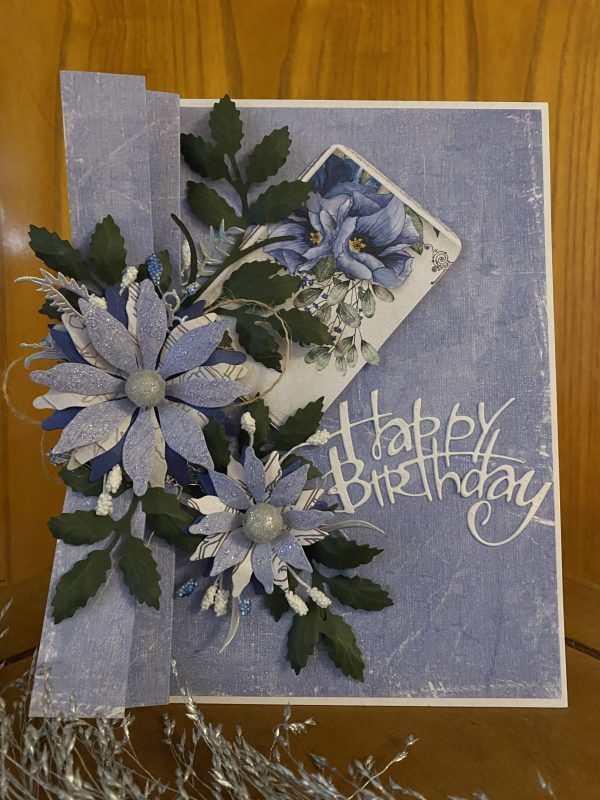 Boxed Birthday Card -Powder blue floral - Image 7