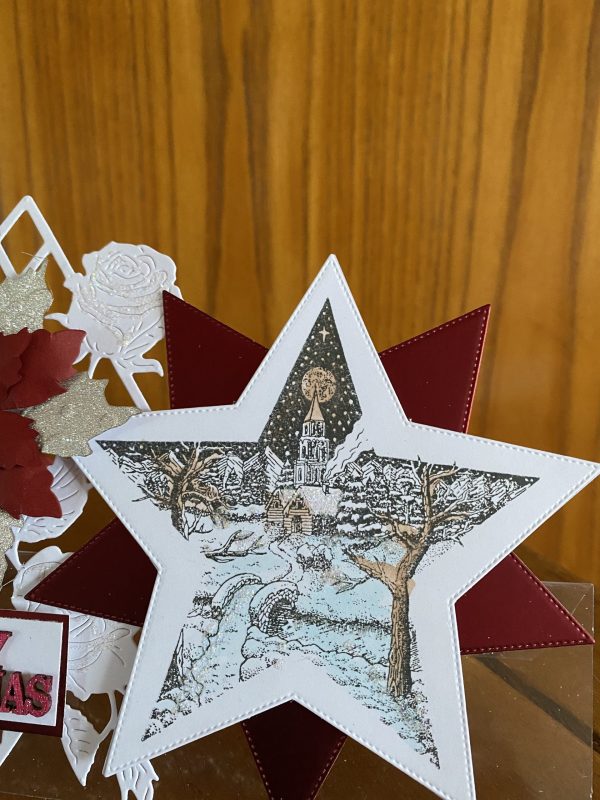 Snowy Scene Star Christmas card on an acetate base - Image 4