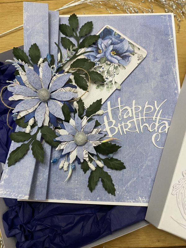 Boxed Birthday Card -Powder blue floral - Image 2