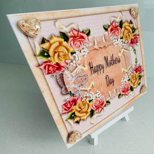 Handmade Mothers Day 8x8 Greeting Card Rose Bouquet - Image 2