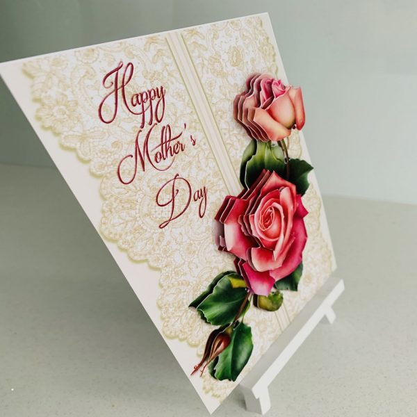 Handmade Mothers Day 7x5 Greeting Card Roses - Image 2