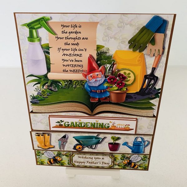 Handcrafted 3d Decoupage “Gnome Theme” Happy Birthday/Fathers Day/Mothers Day/Retirement Greeting Card.