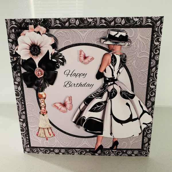 Handmade 3D Decoupage Stunning Lady 7x7 Birthday Greeting Card