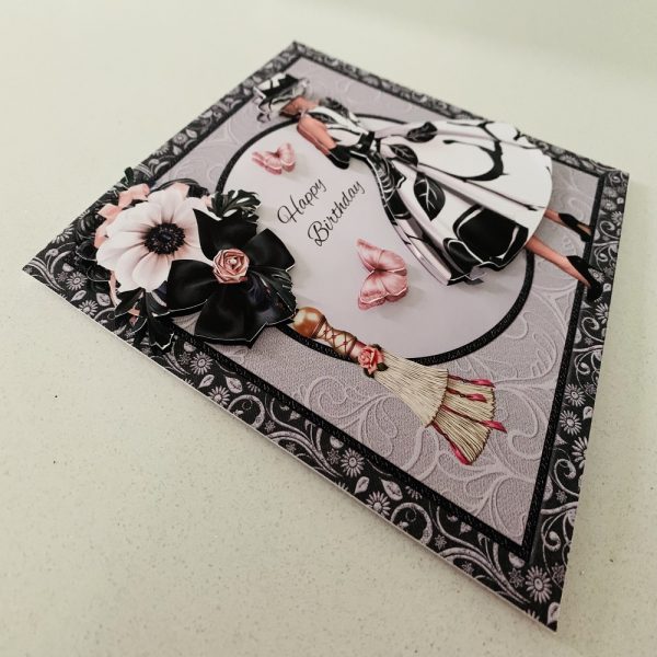 Handmade 3D Decoupage Stunning Lady 7x7 Birthday Greeting Card - Image 2