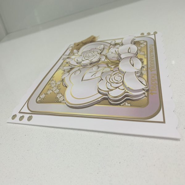 Handcrafted 3D Decoupage Wedding Anniversary Greeting Card. - Image 2