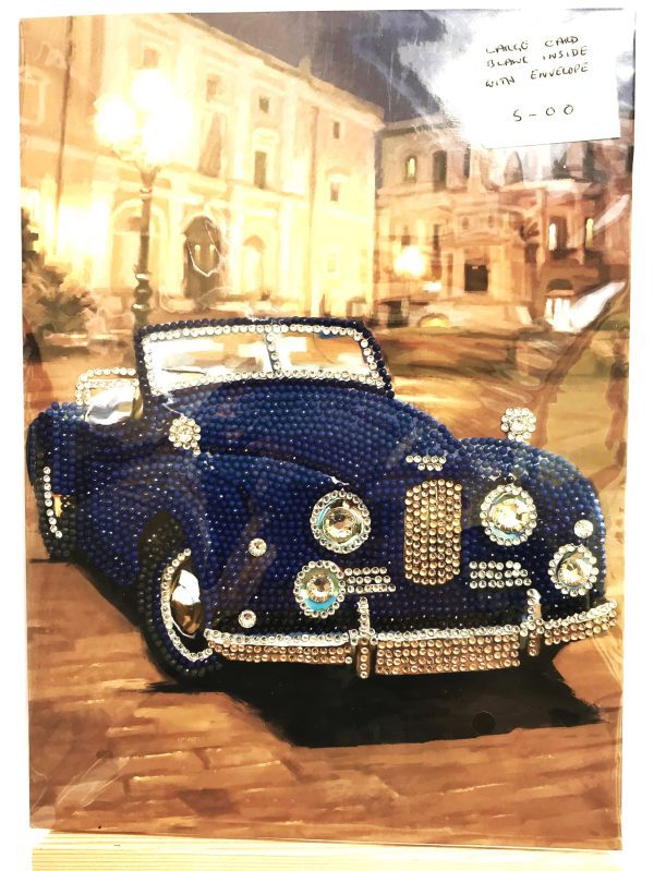 Old sports car crystal art large card