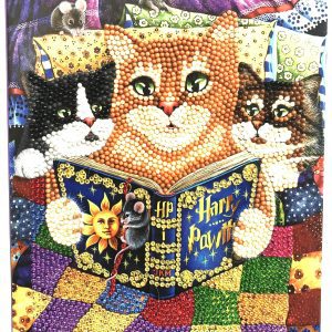 Cat reading Crystal Art Decorated notebook