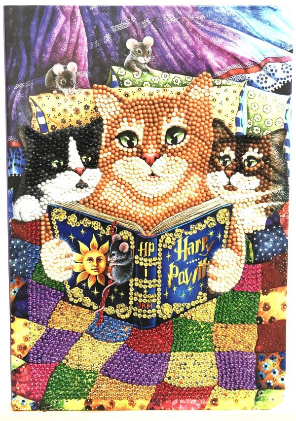 Cat reading Crystal Art Decorated notebook