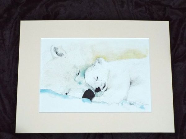 Cuddle with Mum Polar Bear Artwork Print - 2 sizes available - Image 3