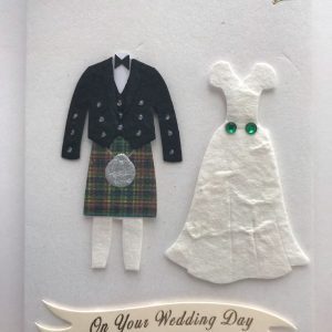 green tartan kiltwedding card