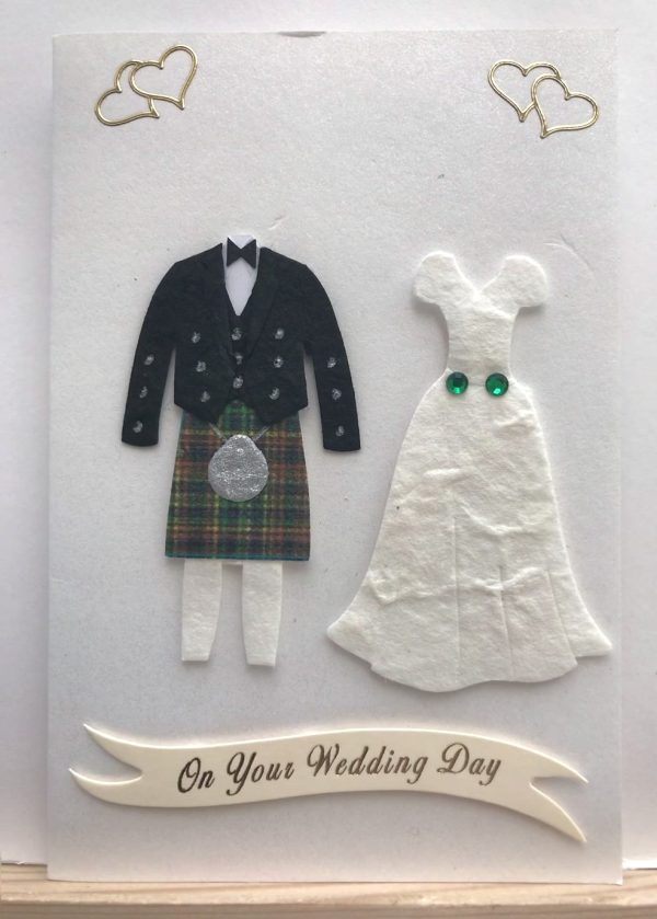 green tartan kiltwedding card