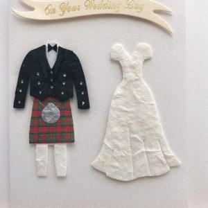 red tartan kilt wedding card
