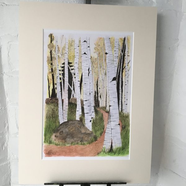 Silver Birch Artwork Print Large 12 x 16 with artist signature - Image 2