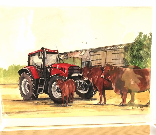 hand painted tractor etc.