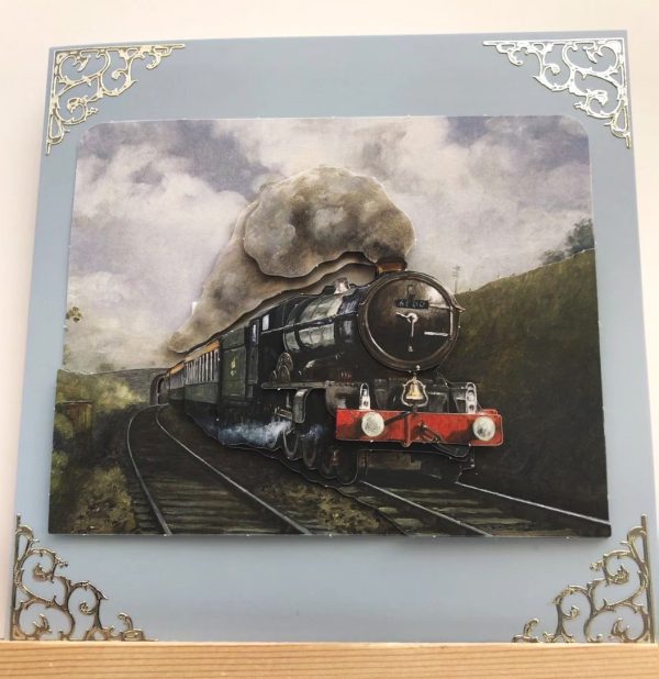 steam train crystal art card