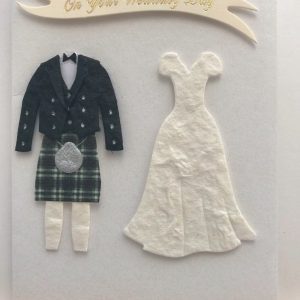 yellow/green tartan kiltwedding card