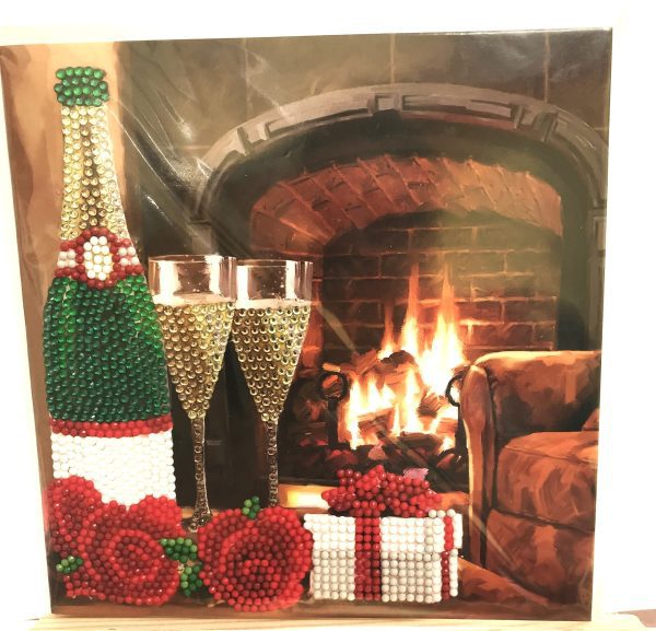 glasses and wine crystal art card