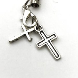 Tibetan silver bag or purse charm - cross