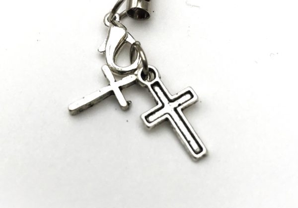 Tibetan silver bag or purse charm red cord  small cross - Image 2