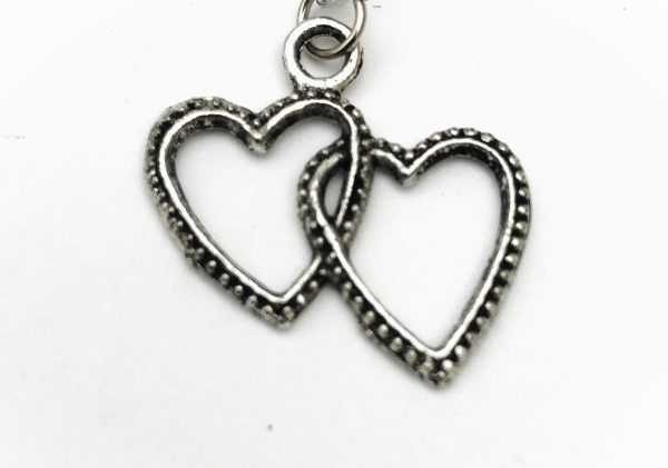 Tibetan silver bag/purse charm red cord - hearts - Image 2