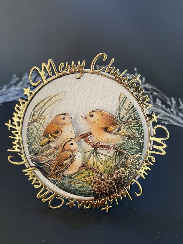 3D Delightful Birds Decoupaged  / framed Christmas Card.
