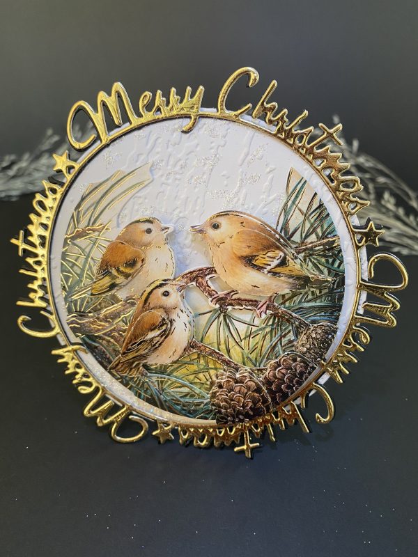 3D Delightful Birds Decoupaged  / framed Christmas Card. - Image 4