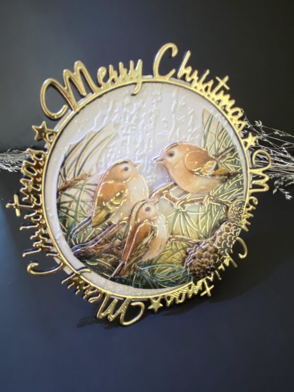 3D Delightful Birds Decoupaged  / framed Christmas Card. - Image 9
