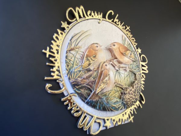 3D Delightful Birds Decoupaged  / framed Christmas Card. - Image 6